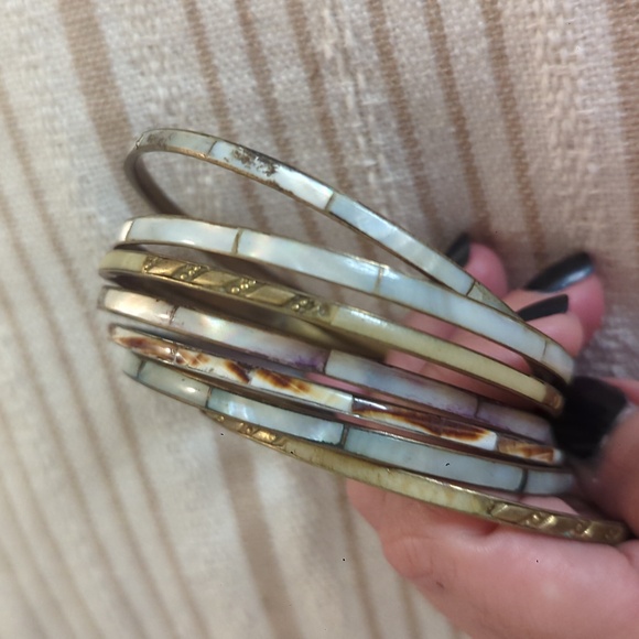 Anthro Beautiful Brass, Stone and Bone Bracelets - Picture 3 of 3